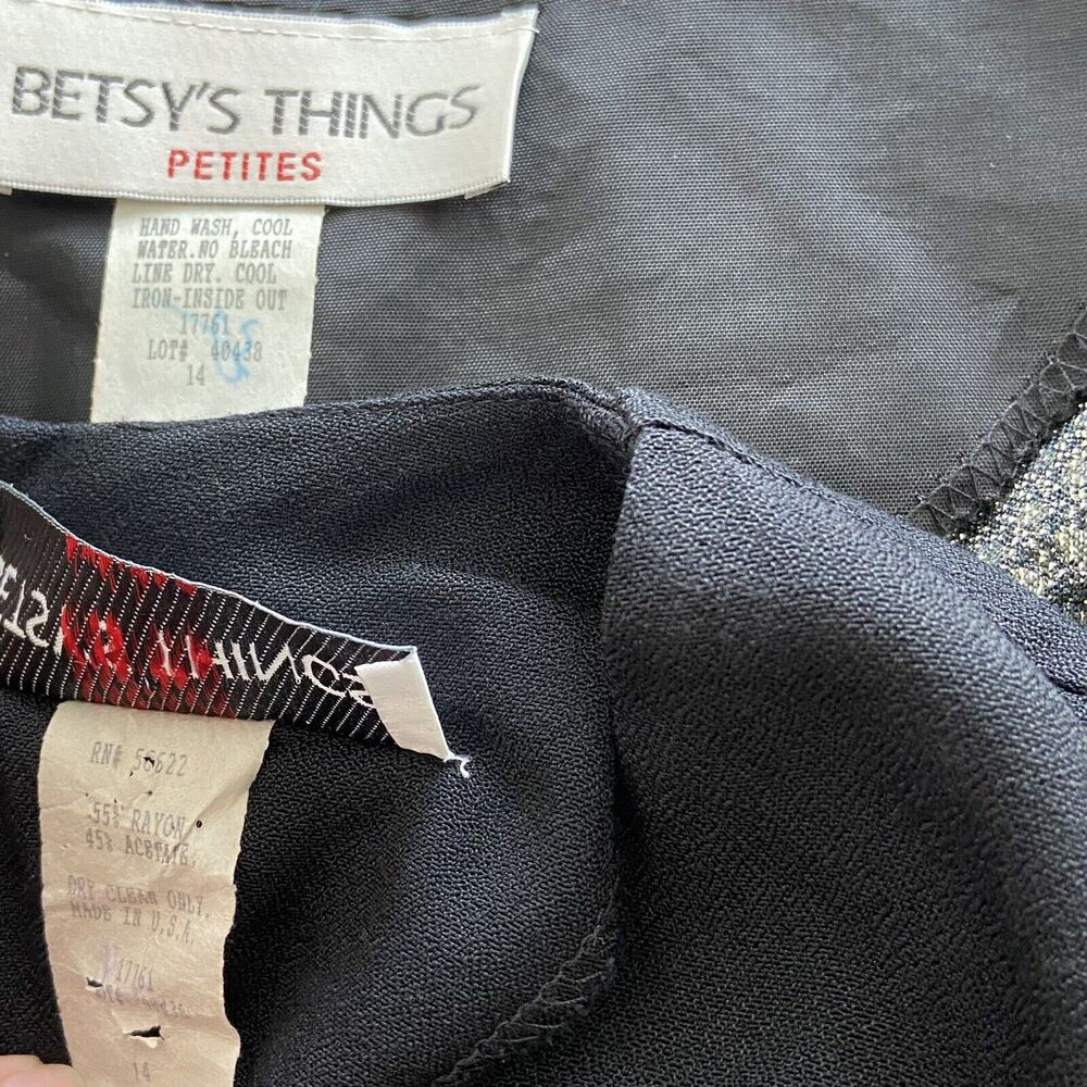 BETSY'S THINGS Vintage Size 14 Black Sheath Semi-Formal Dress With Sequin Jacket - Picture 10 of 12